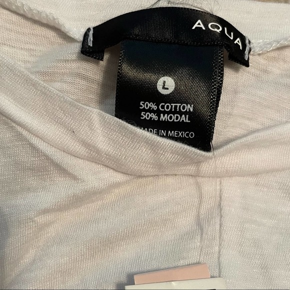 Aqua Women's White Casual Oversized Arm Hole Twist Front Crew Neck Tank sz L - Picture 4 of 6